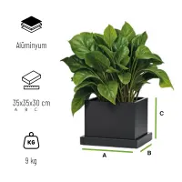 Flora Dekoratif Dış Mekan Saksı Antrasit